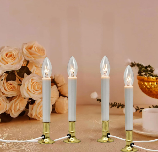 Electric Window Candle Lamp 7W Edison Bulb Dusk to Dawn Sensor Holiday Decor