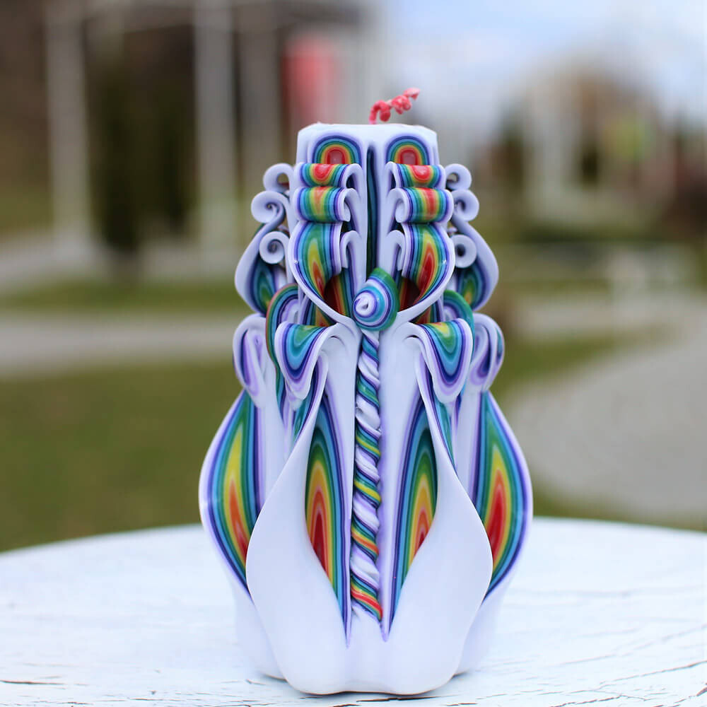 Hand Carved Candle Rainbow 6.7”-Mother’s Day Gift-Oscar Candles
