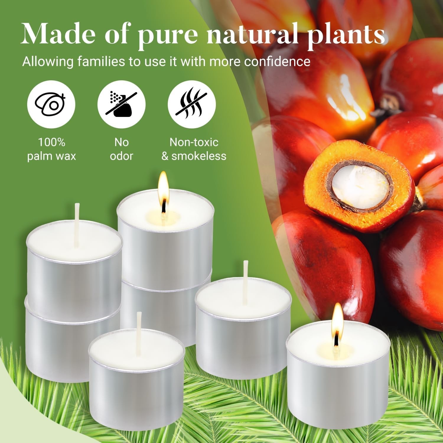 Tea Candles 100 Pack – 8 Hour Burn Time,Unscented Tea Lights Candles for Shab…