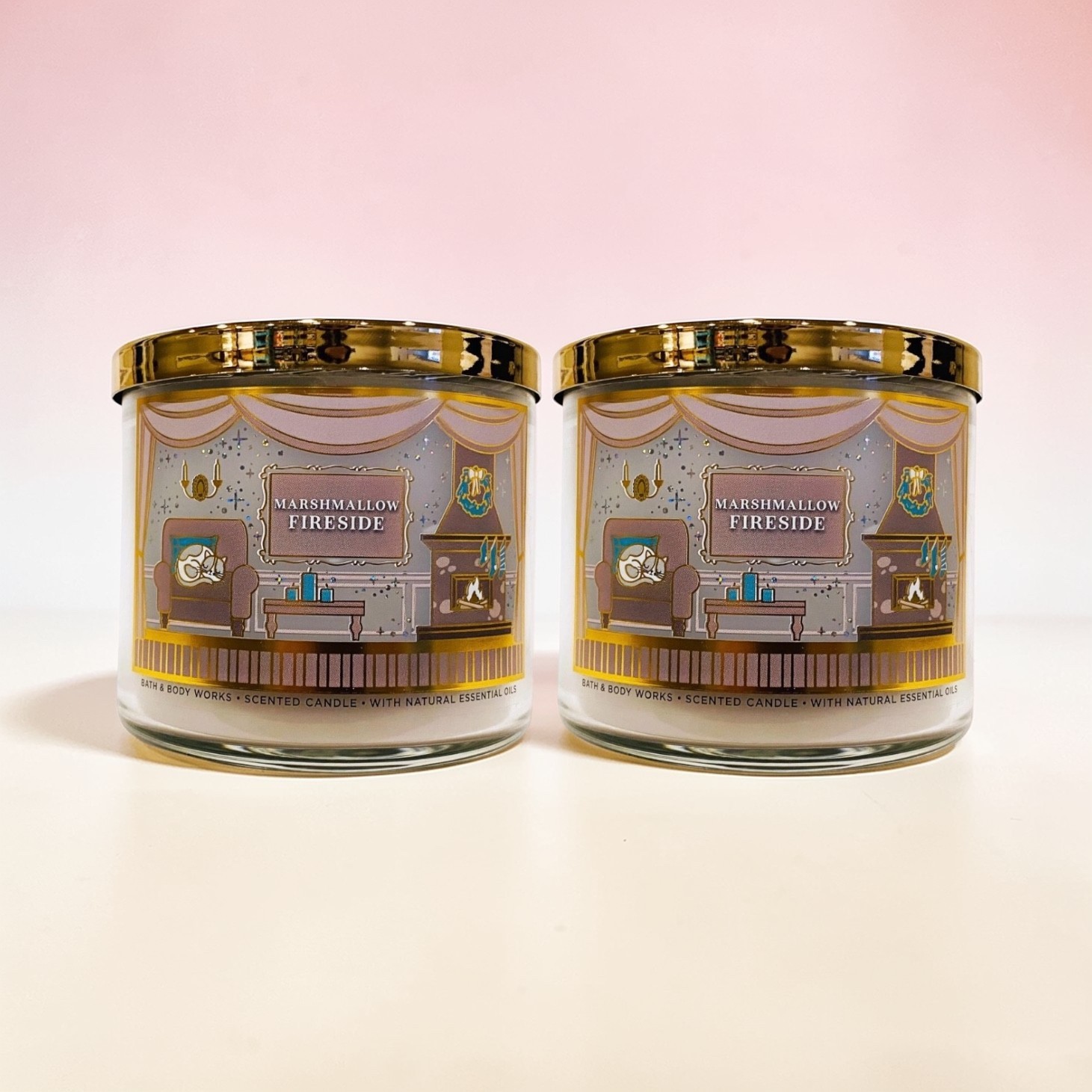 NEW~ Bath & Body Works MARSHMALLOW FIRESIDE 3 Wick Candle LOT x2 Scented