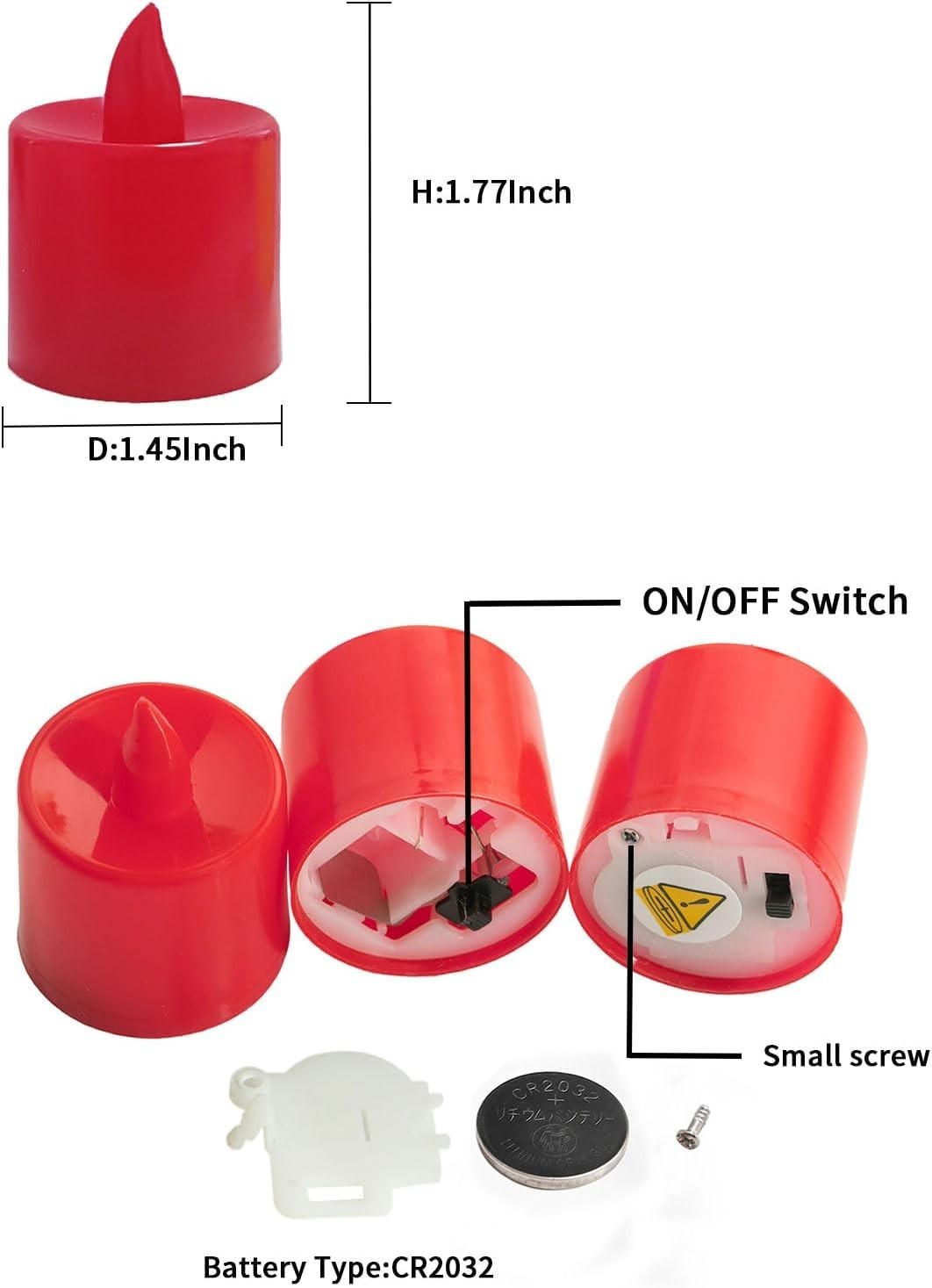 24 Pack Flameless LED Tea Light Candles, Flickering Red Battery Operated