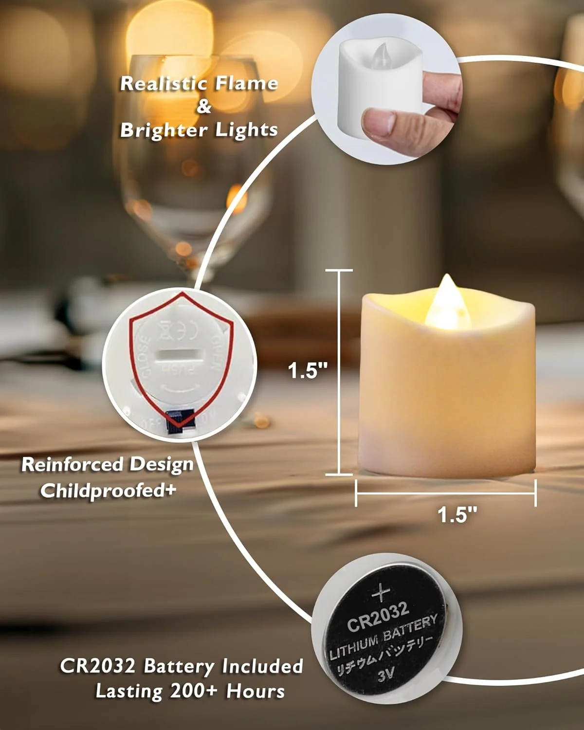 Homemory 24Pack Flameless LED Votive Candles, 200+Hour Lasting Electric Fake Can