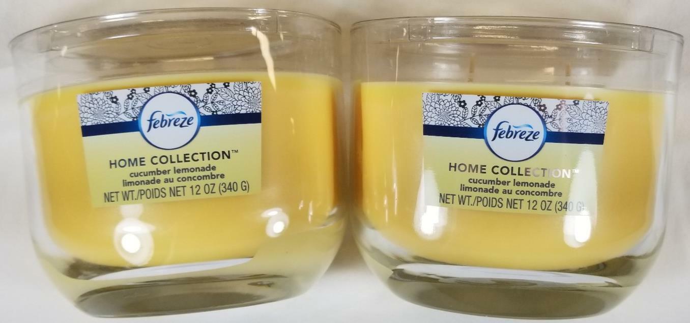 Febreze Candle CUCUMBER LEMONADE Scented Oval 2-wick Jars 12 oz Lot of 2