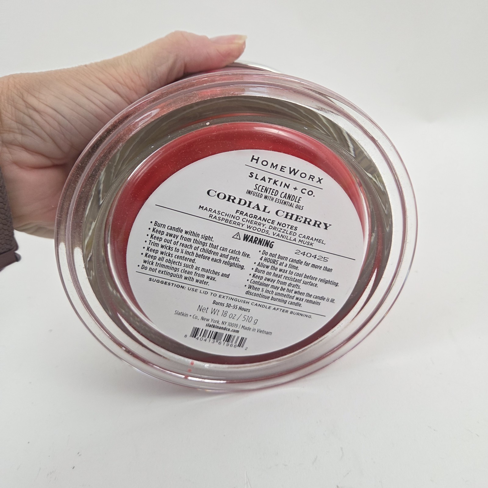 HOMEWORX By Slatkin + Co 4 Wick 18 oz Candle Cordial Cherry