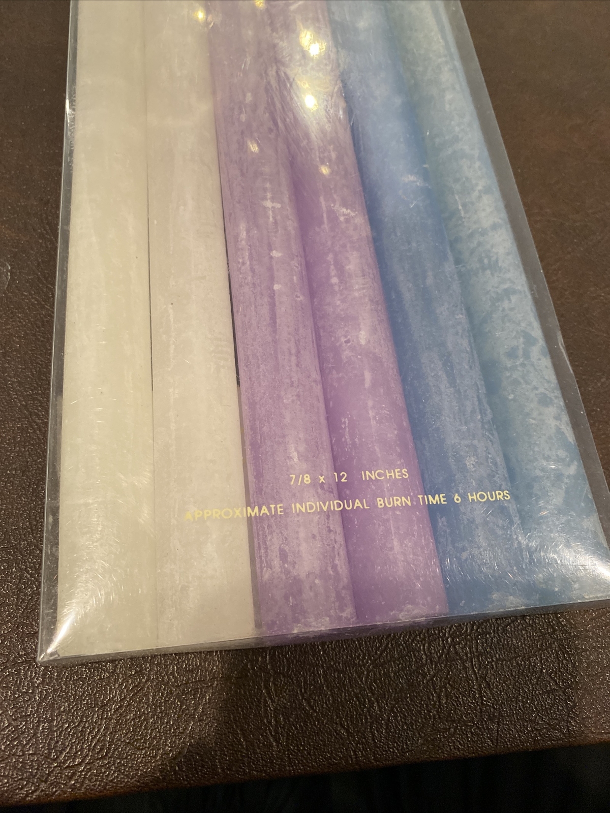 Set Of 6 cylinder taper candles Made thailand fine art studio Blue Purple White