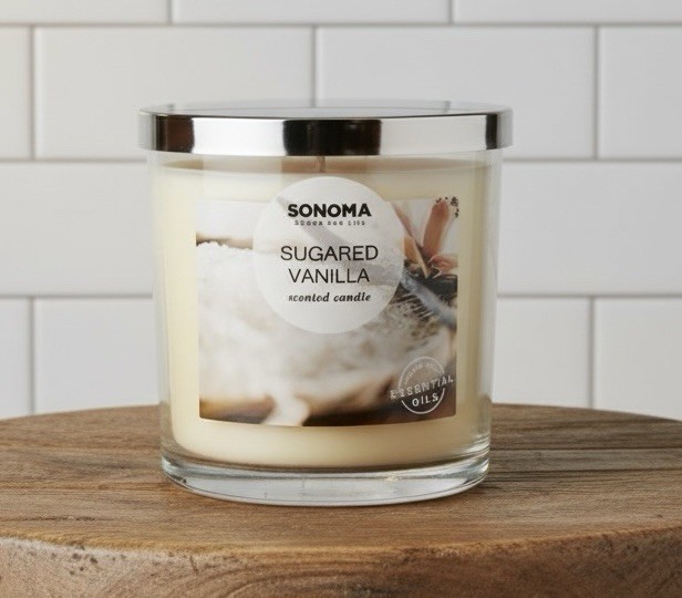 Sonoma 14 oz. “Sugared Vanilla” 3-Wick Lidded Jar Candle