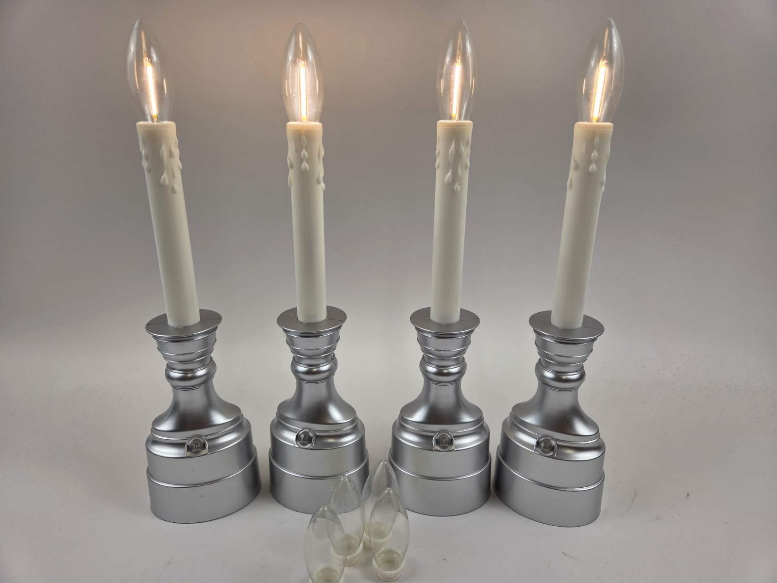 Bethlehem Lights (4) Premium Cordless Window Candles Satin Nickel