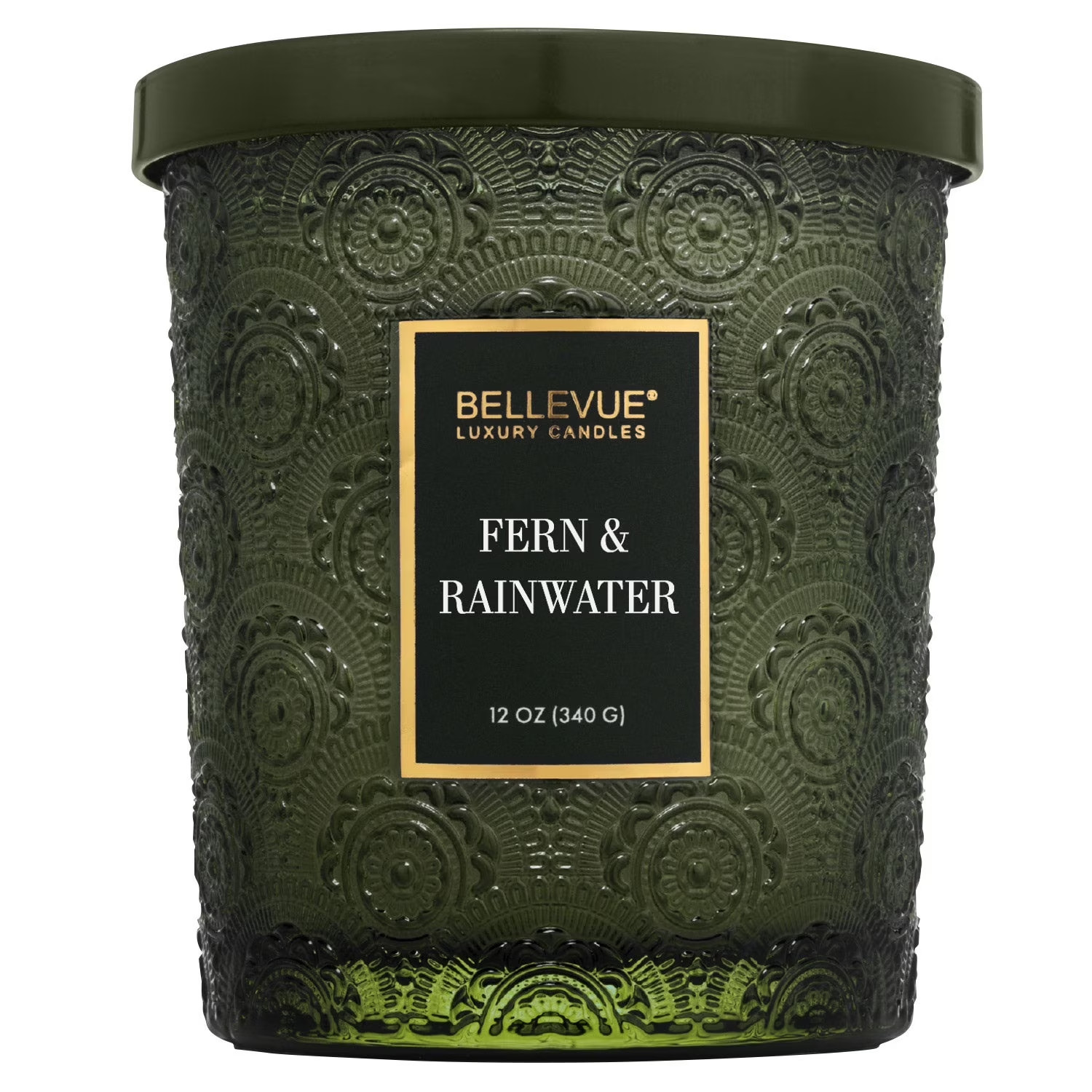 4- Pack Bellevue Luxury Candles Set Embossed Glass 12 Oz. Lead Free Wicks