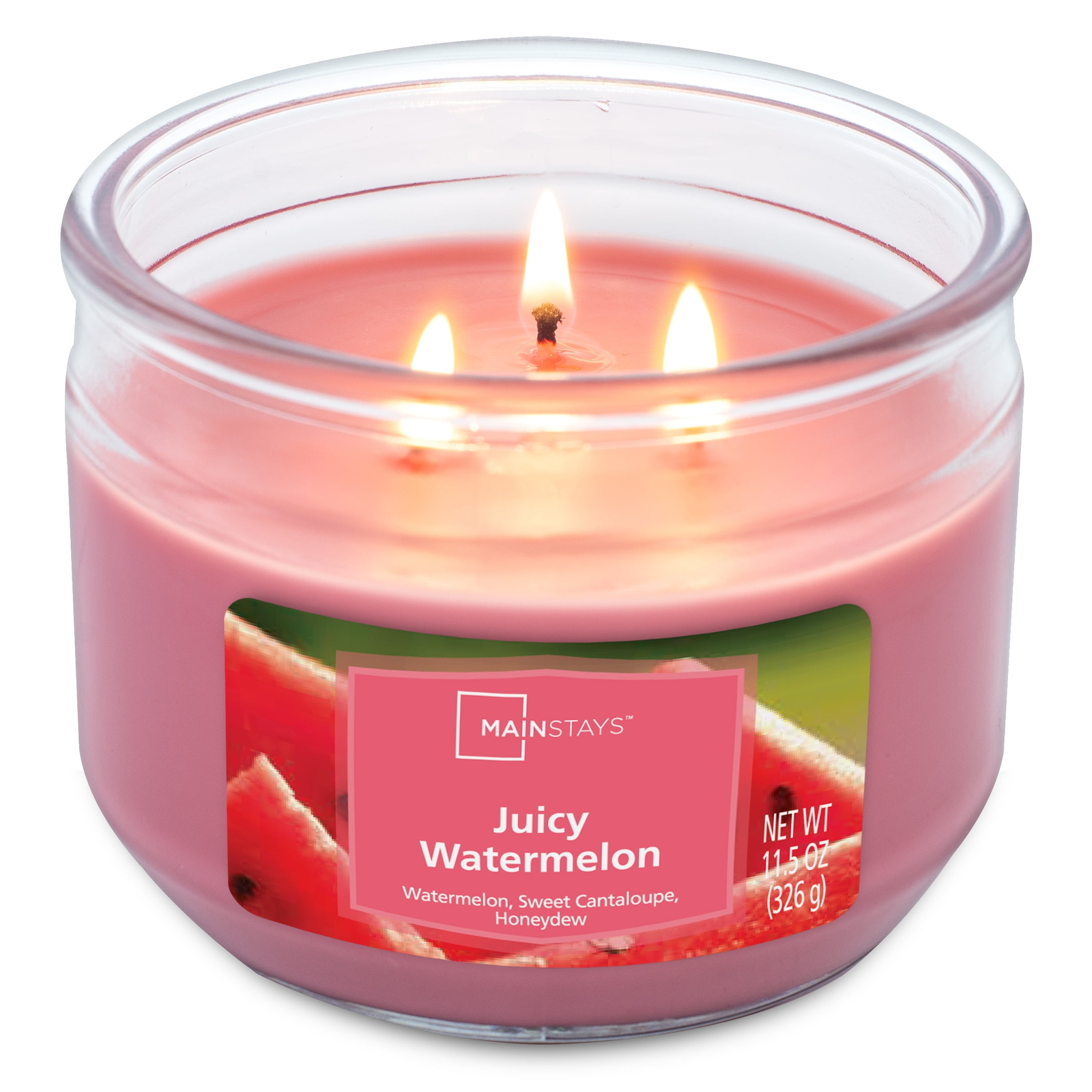 (3 pack) Juicy Watermelon Scented 3-Wick Glass Jar Candle, 11.5 oz