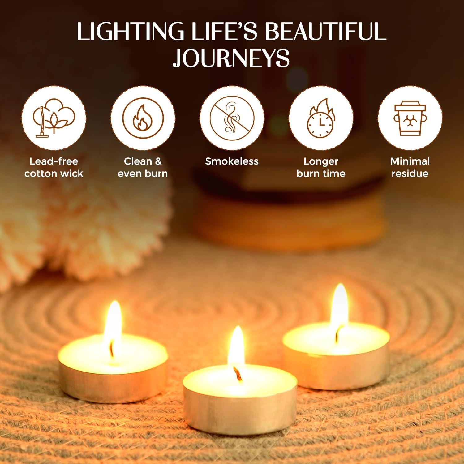 Unscented Tealight Bulk Candles – White 100 Pack | Long Burning | Home Decor USA