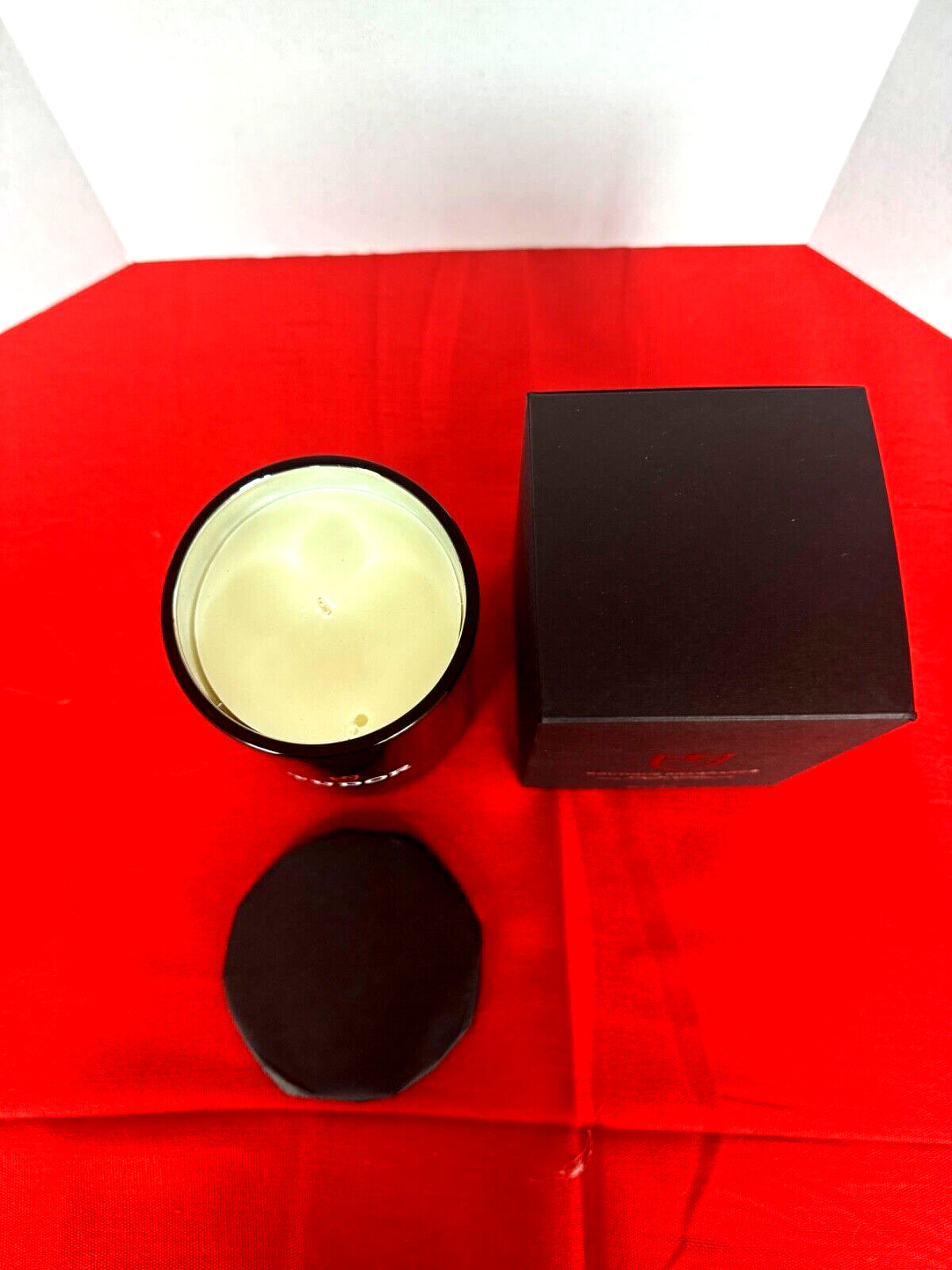 Tudor Candle Scented Black Glass Lid Authentic Unused Height 4 inches Gift Box