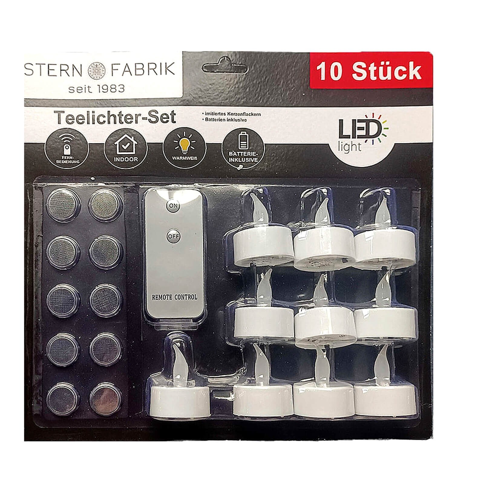 LED Tea Light Set of 10 incl Remote Control Warm White incl. Batteries CR2032 10x #22