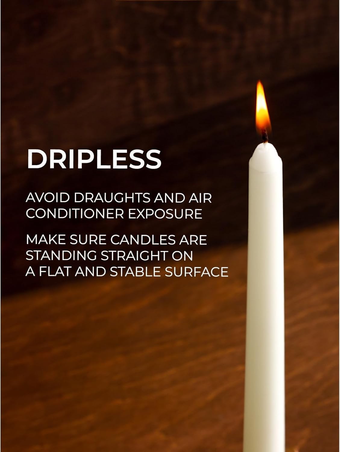 Long Burning 8 Inch Ivory Taper Candles – Set of 4 Dripless & Allergy-Friendly