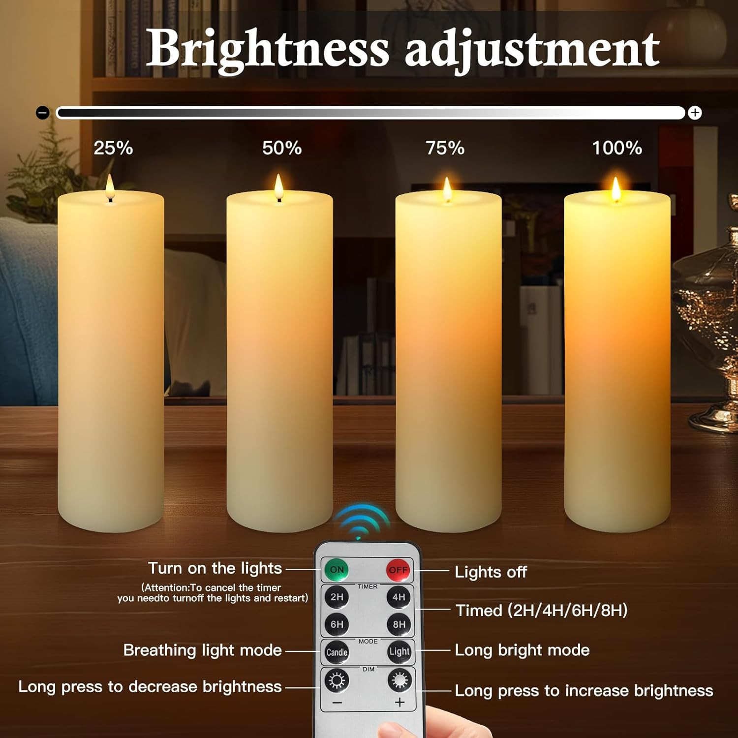 14″ X 4″ Large Outdoor Candles, Waterproof Flickering LED Flameless Candles with