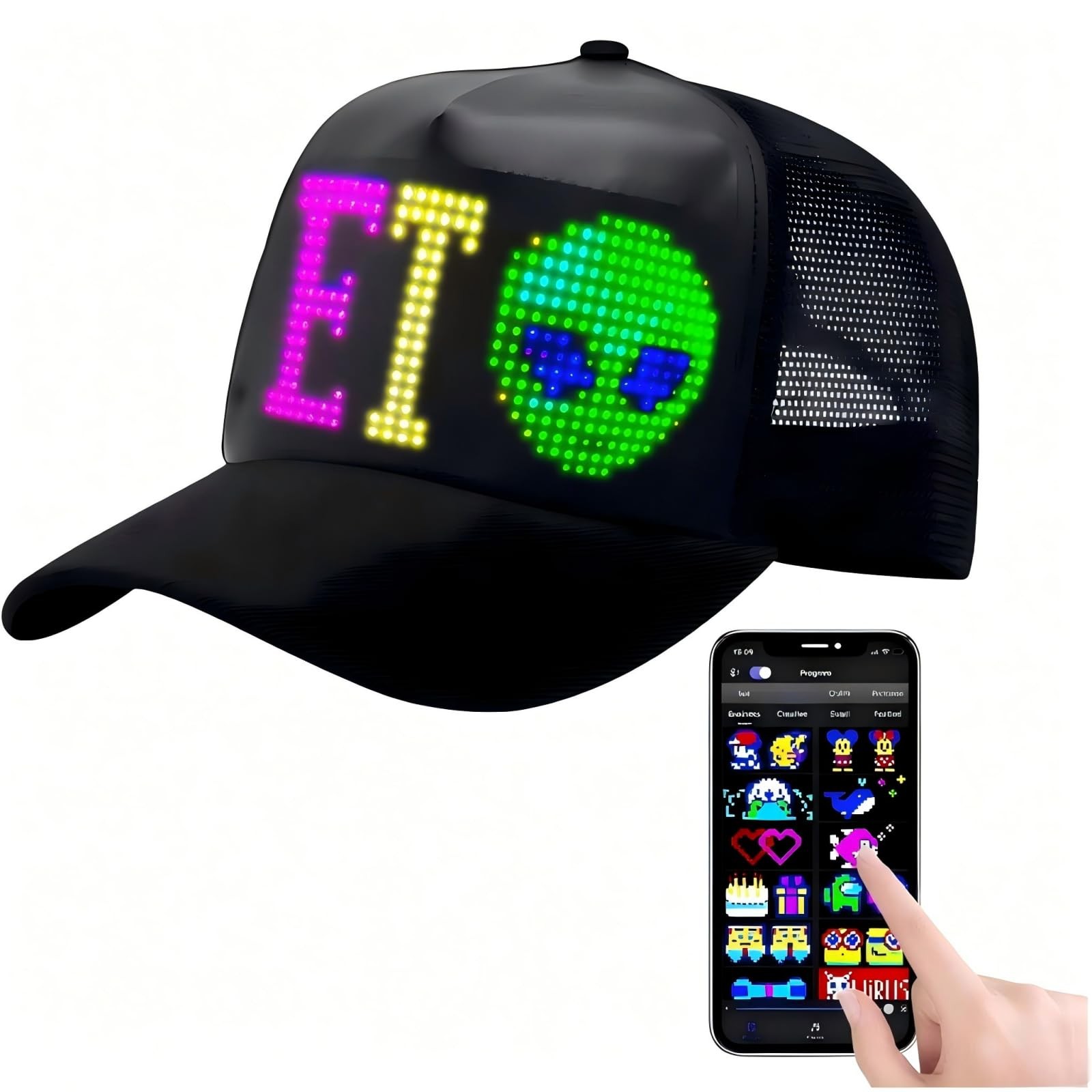 LED Hats, LED Display Screen Baseball Caps with Programmable Scrolling Messag…