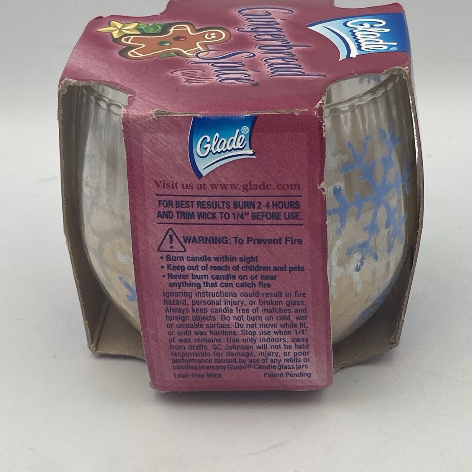 Glade Candle Christmas 2003 Gingerbread Spice Glistening Snow Apple Cinnamon
