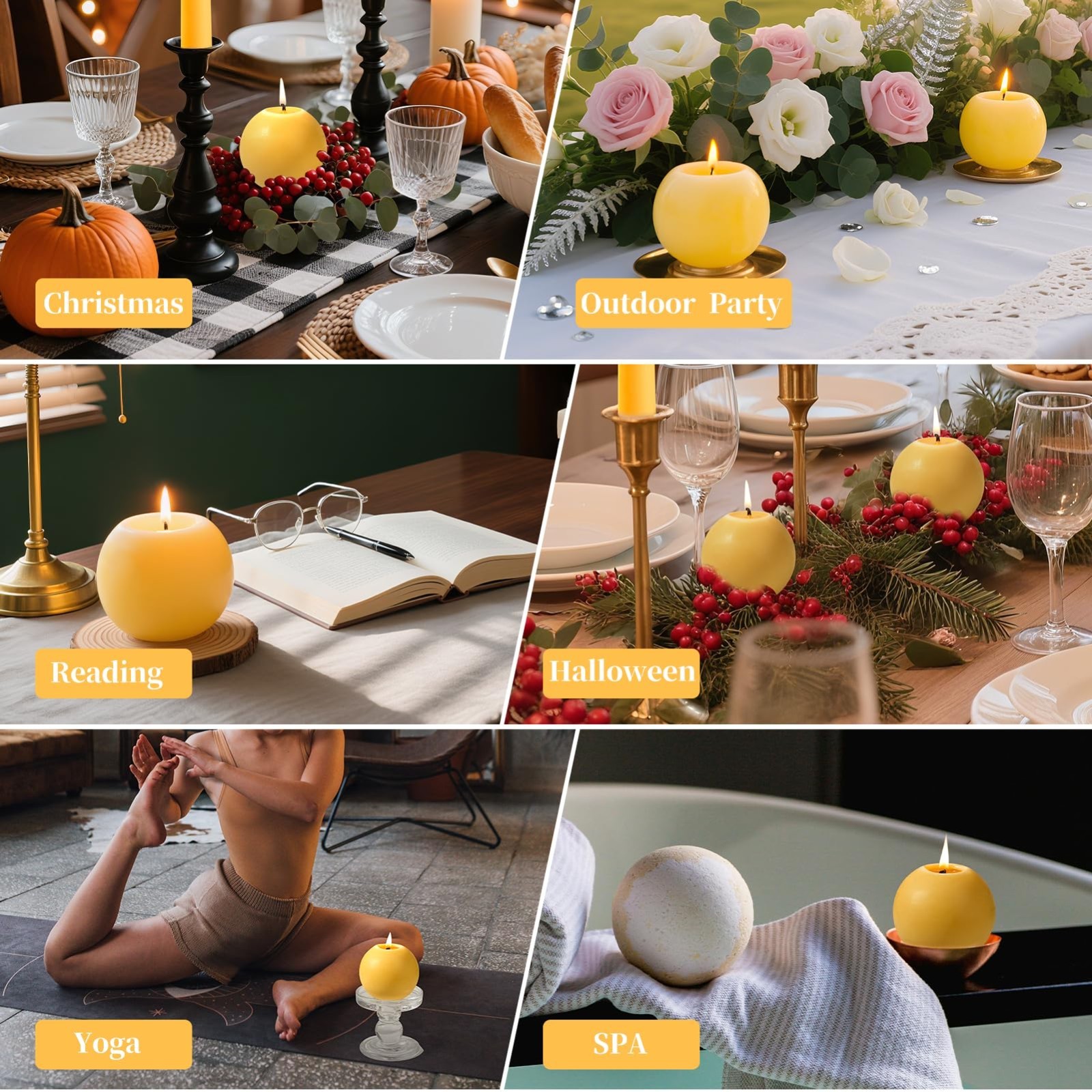 4 Pack Hand-Poured Beeswax Round Candles – 120 Hour Long Burning, Non-Toxic, Uns