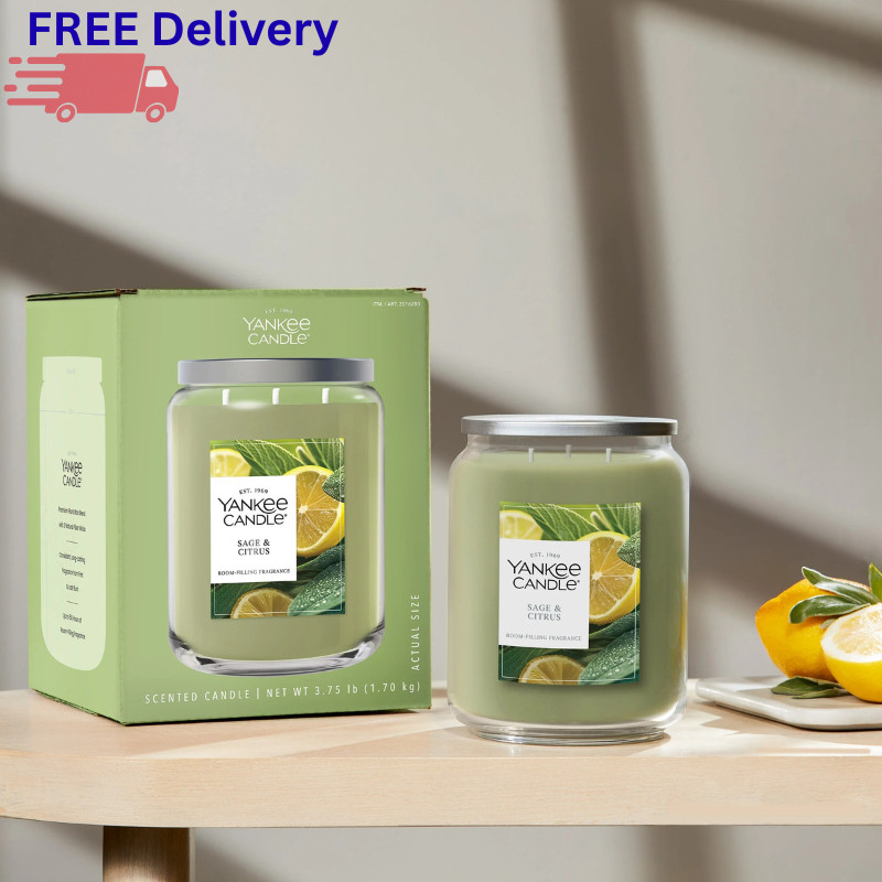 Yankee Candle 60 oz Large 3-Wick Jar Candle Premium Plant Wax Blend Home Decor