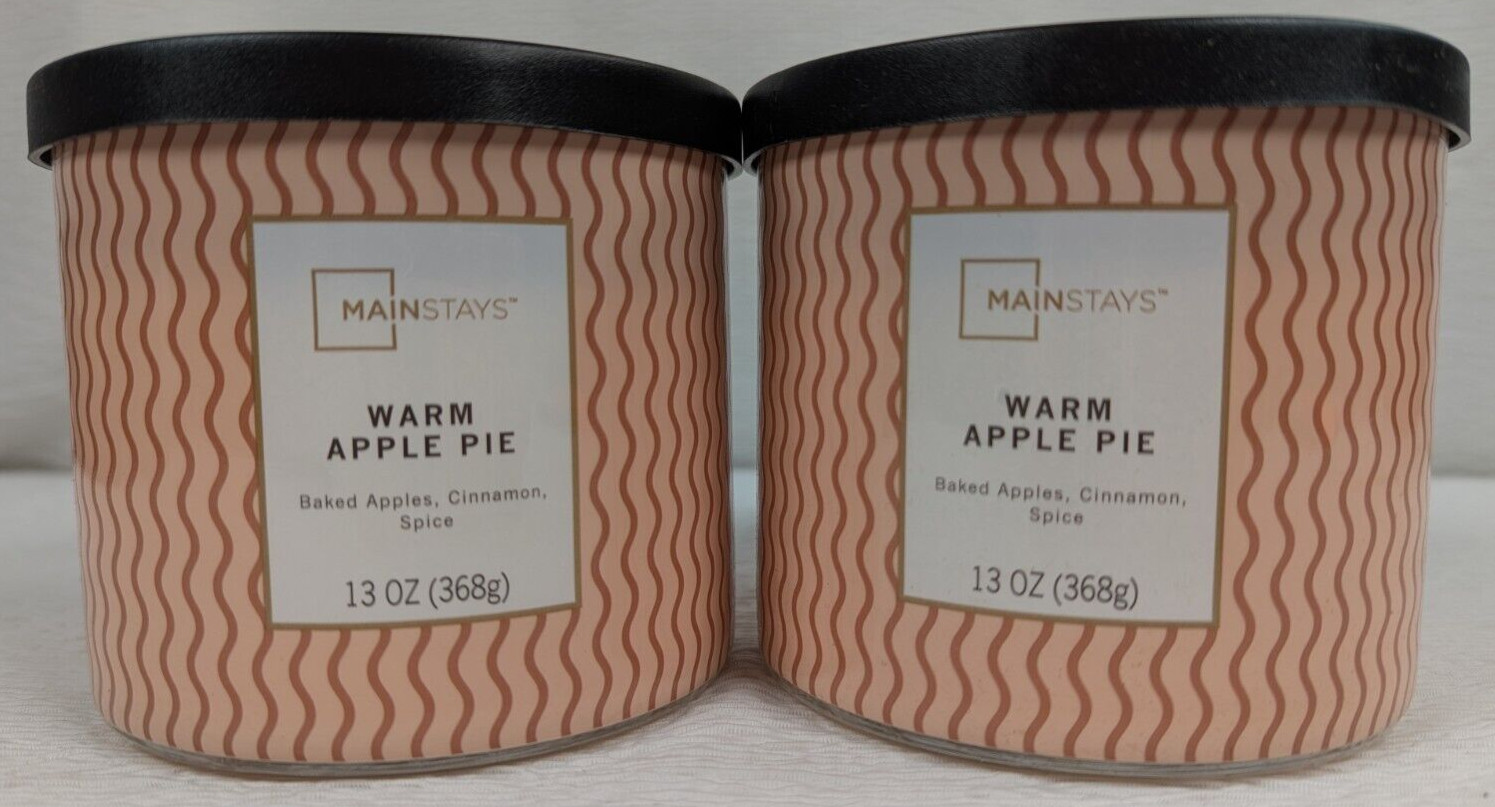 3-Wick – Mainstays – Warm Apple Pie – Cinnamon, Spice – Candle 13 Oz – 2 Pack