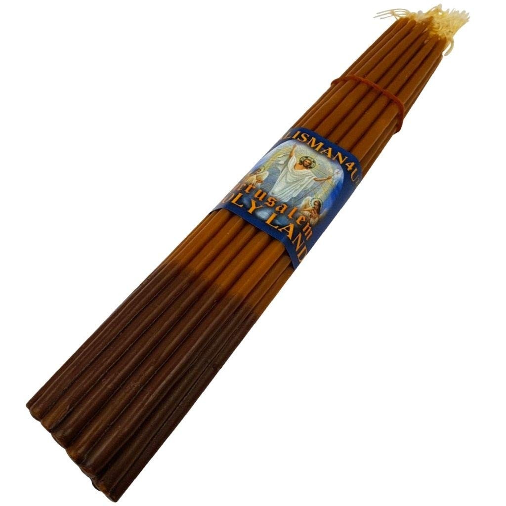 33 Natural Beeswax Taper Candles 9 Tall Blessed Church Jerusalem Holy Land