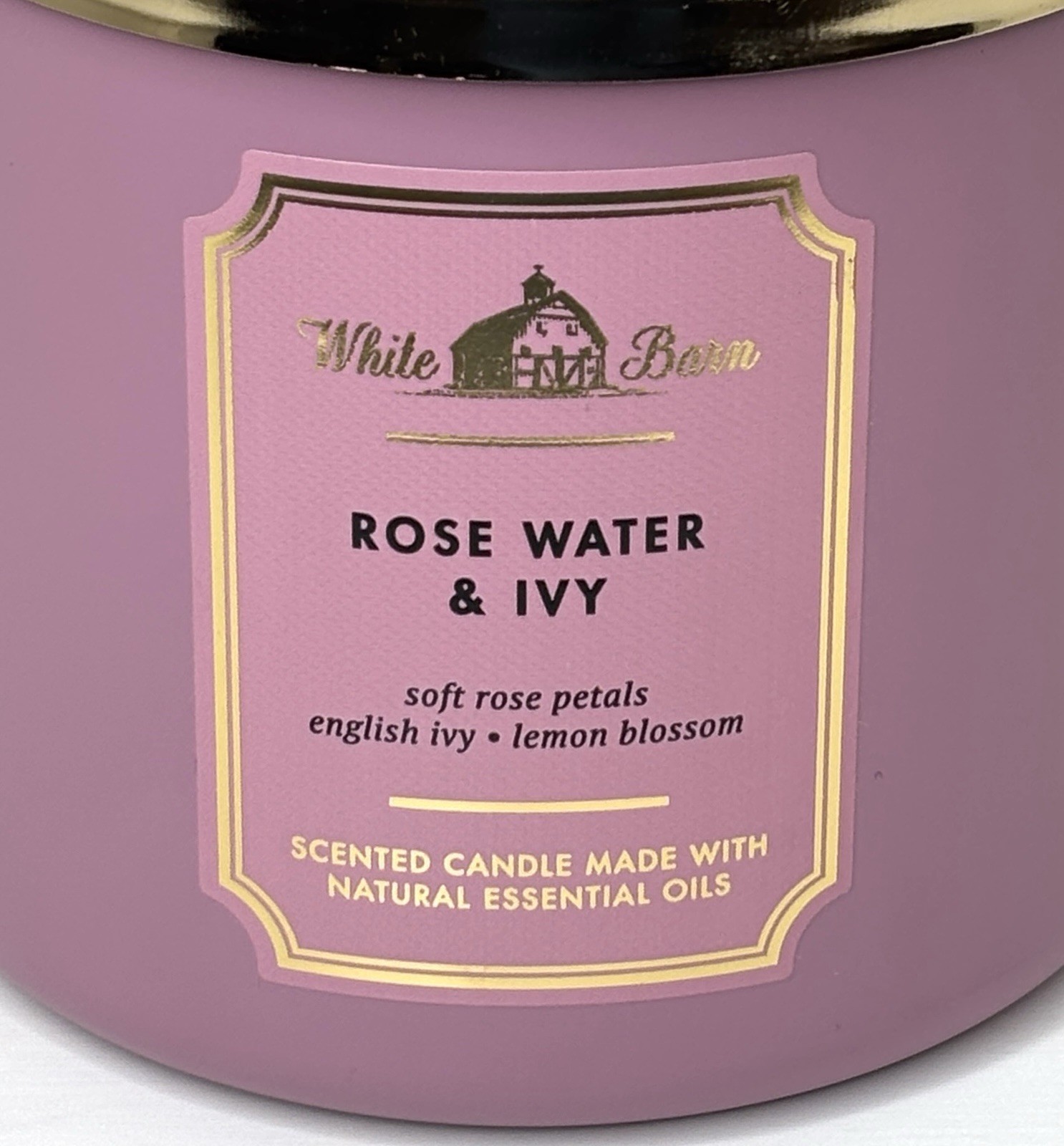 White Barn Rose Water & Ivy Spring Floral Natural Essential Oils 3-Wick Candle
