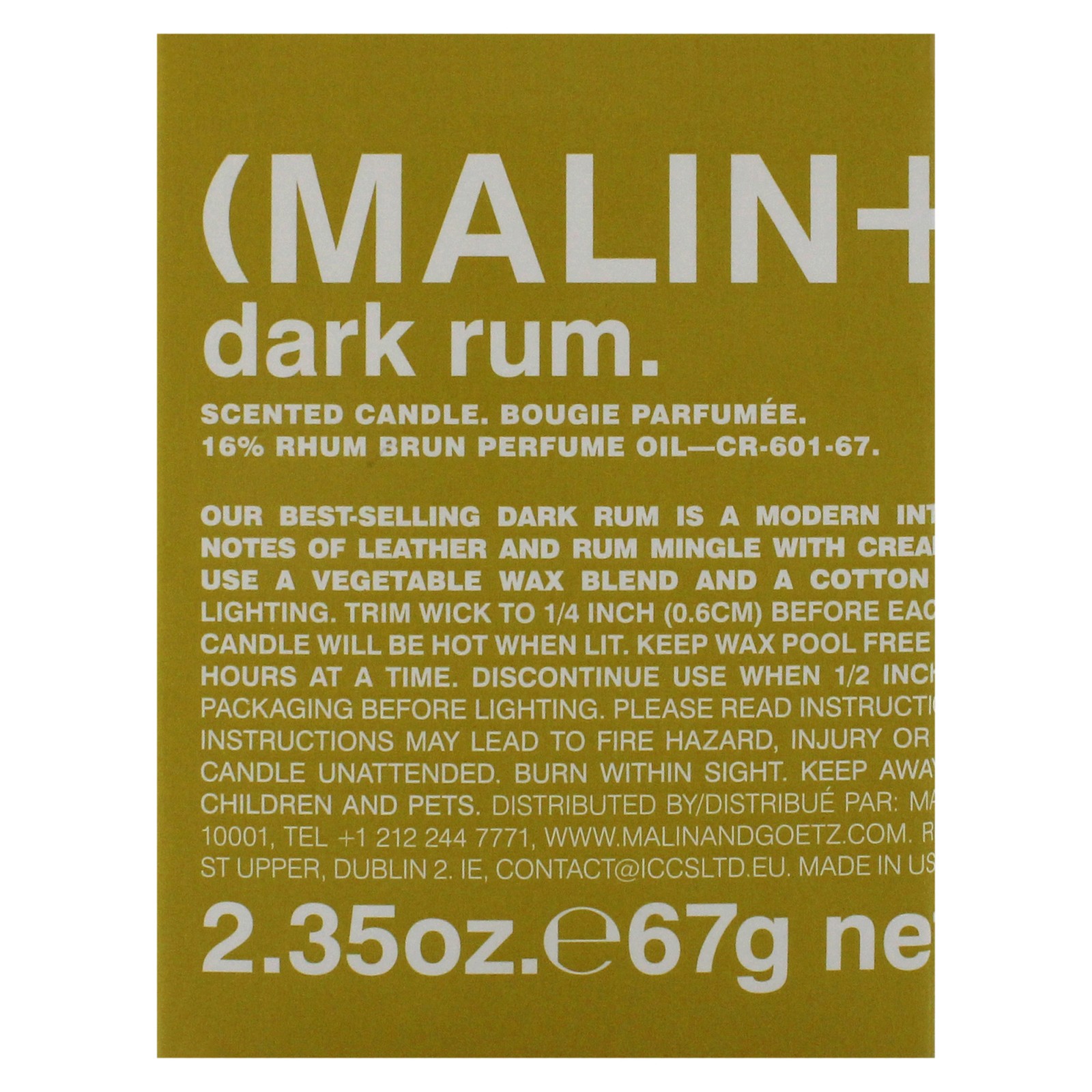 Scented Candle – Dark Rum Votive by Malin + Goetz for Unisex – 2.35 oz Candle