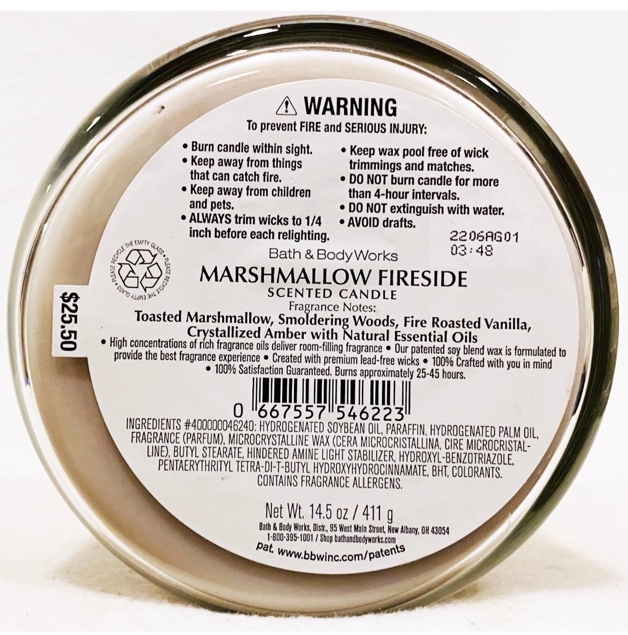 NEW~ Bath & Body Works MARSHMALLOW FIRESIDE 3 Wick Candle LOT x2 Scented