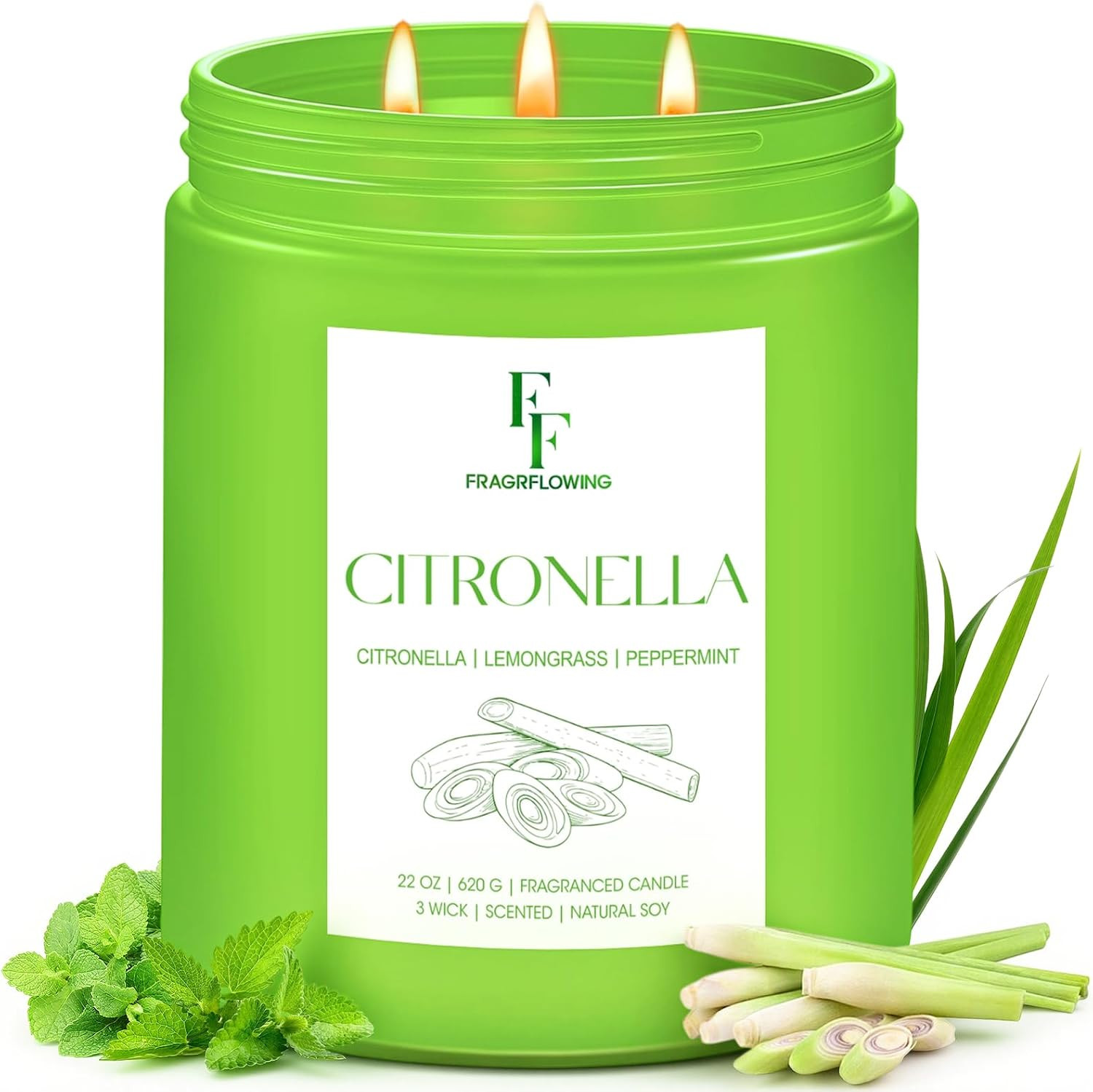 Large Scented Candle 22 oz 3 Wick Soy Wax Gift Candle Size Options