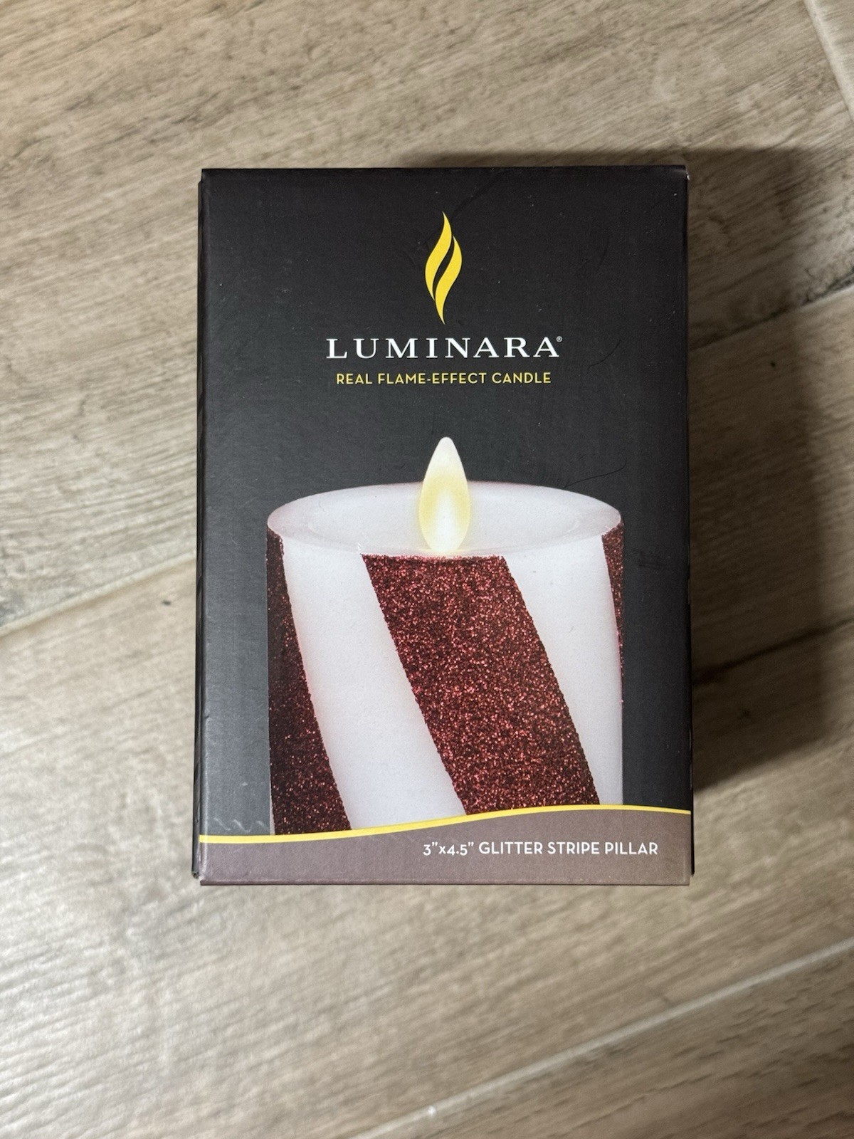 Luminara Candy Cane Flameless Real Flame-Effect Candle 4.5-inch Glitter Stripe