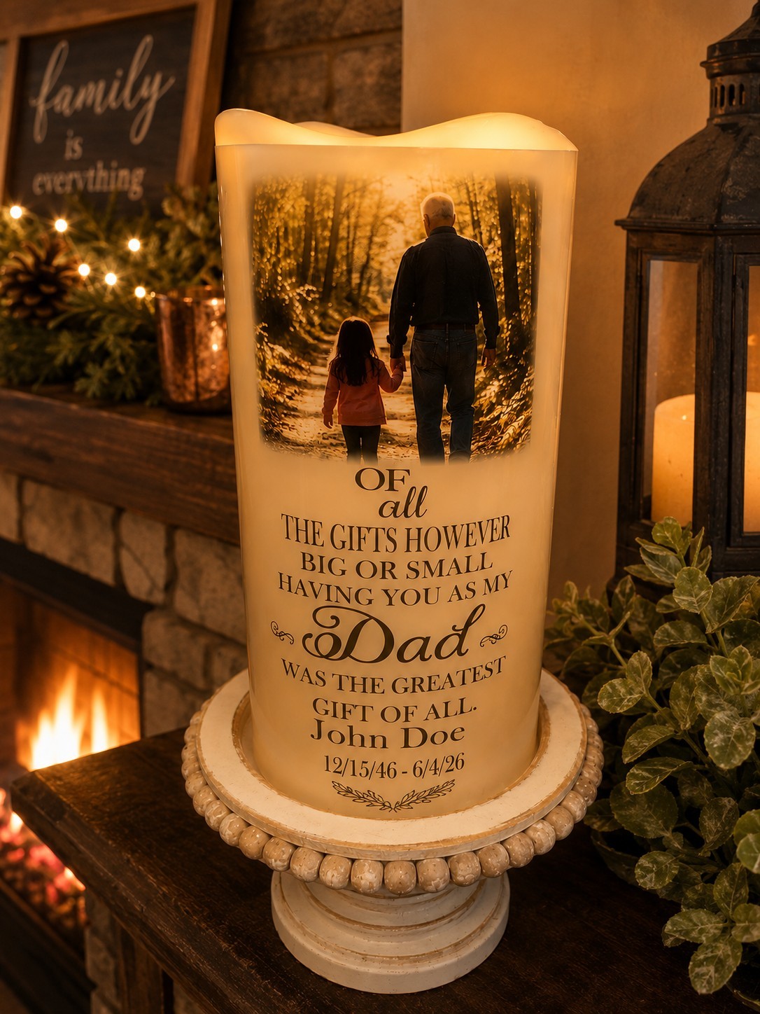 Send photo, name & dates after purchase