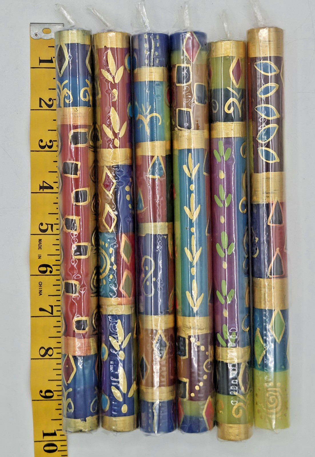 Petalura Hand Painted Candles from South Africa African⚡6 NEW IN BOX ⚡FREE SHIP⚡