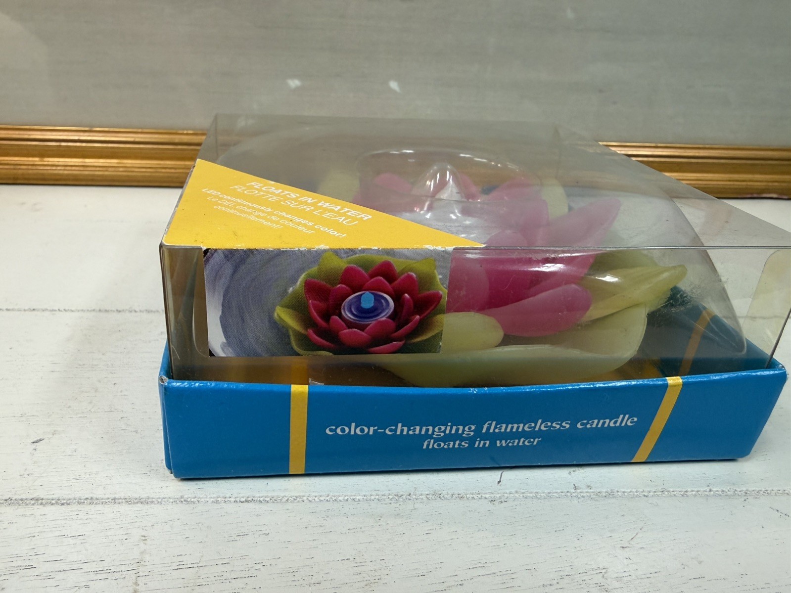 Pier 1 Flameless Floating Candle Flower Color Changing NEW Pink & Yellow