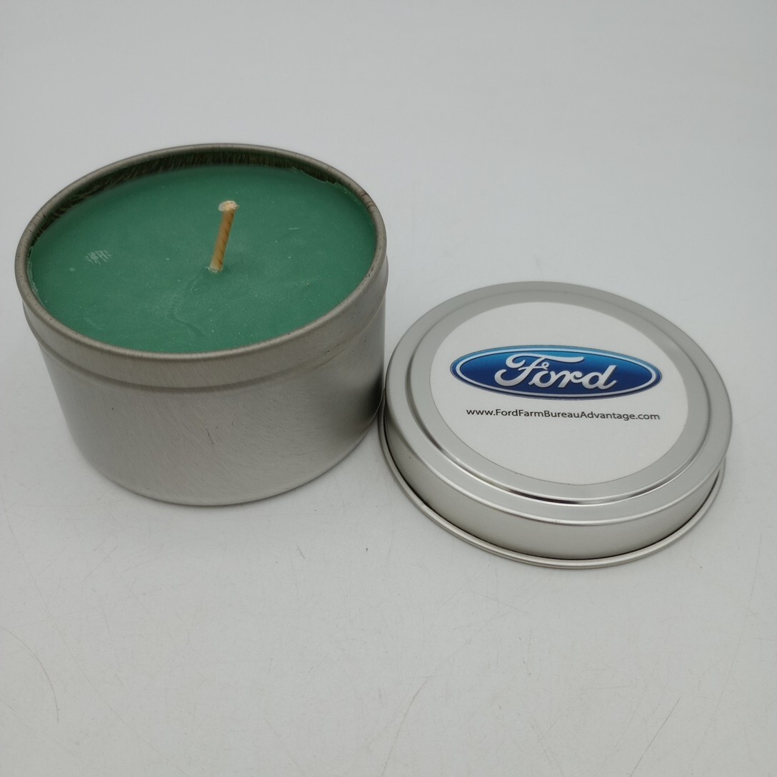 Ford Farm Bureau Advantage Pine Scented Wax Candle Tin Advertising Gift New