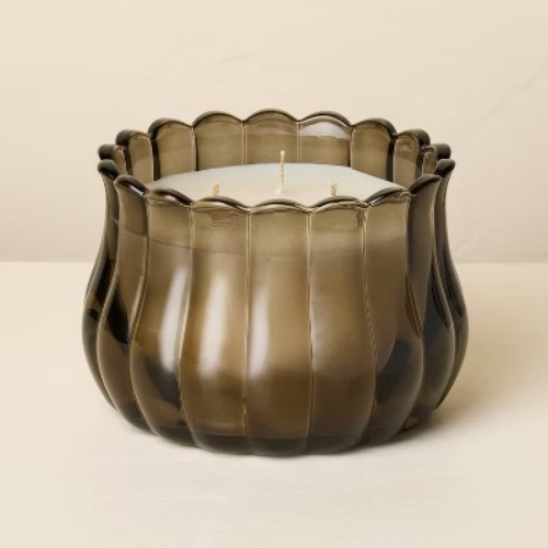 3 Wick Medium Scalloped Glass Jar Candle 12oz – Hearth & Hand™ with Magnolia