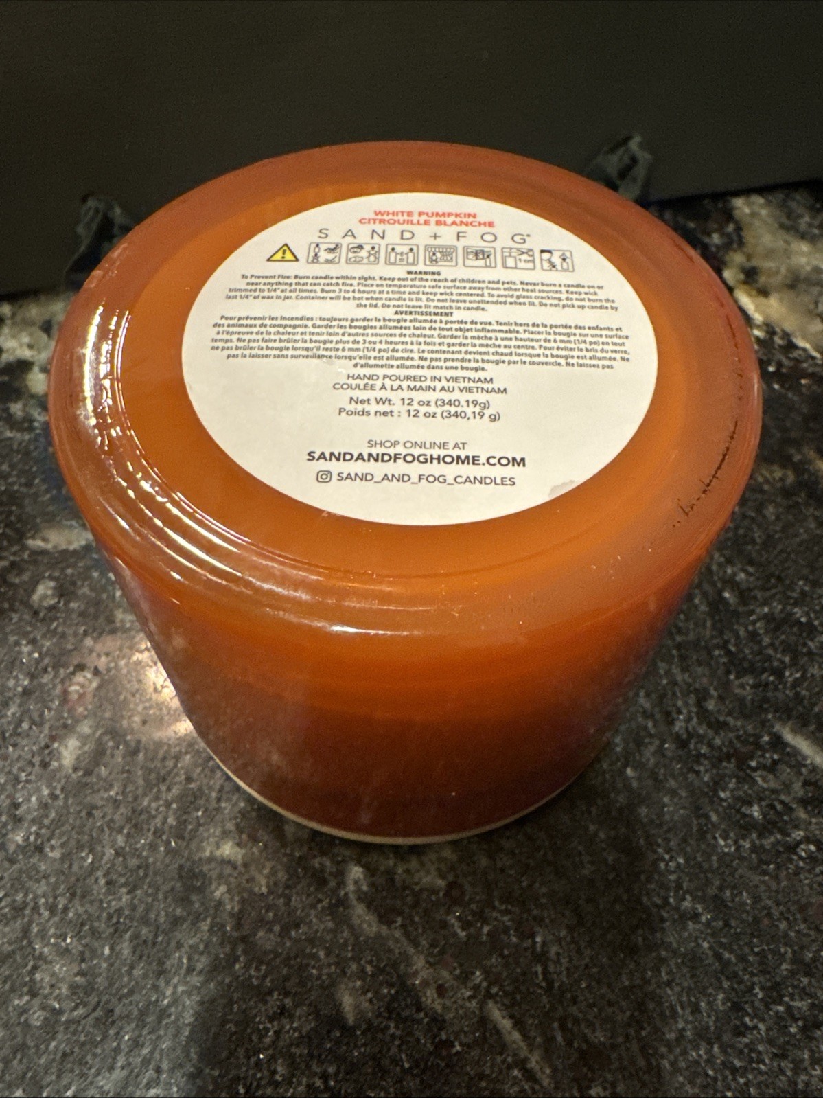 Sand + Fog 57 oz Soy Wax Blend Candle White Pumpkin With FriendsGiving Top New
