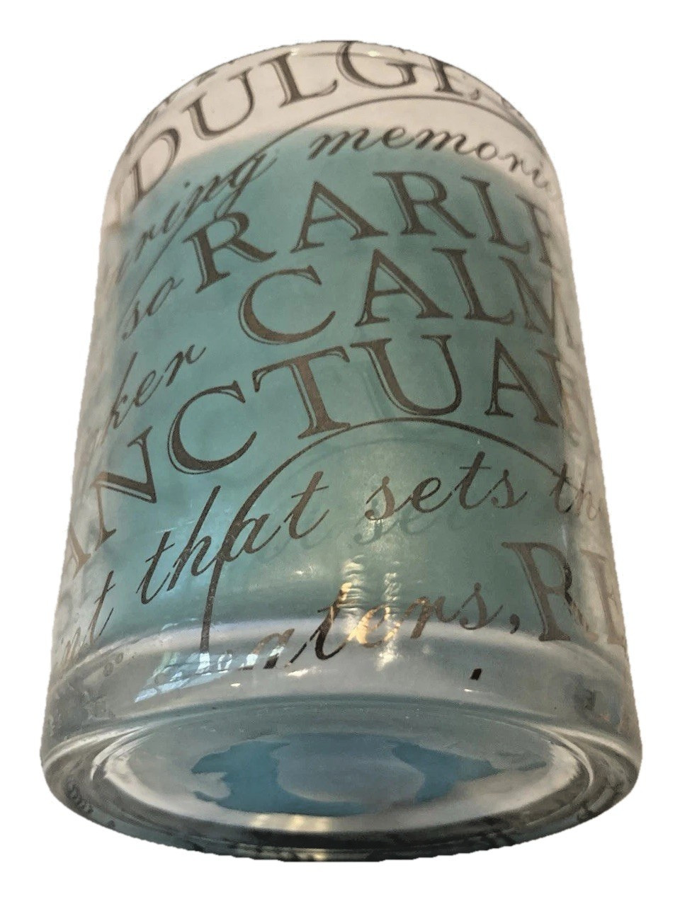 Coastal Calming Candle Inspirational Messages Glass Jar Silver Lid Beach Blue