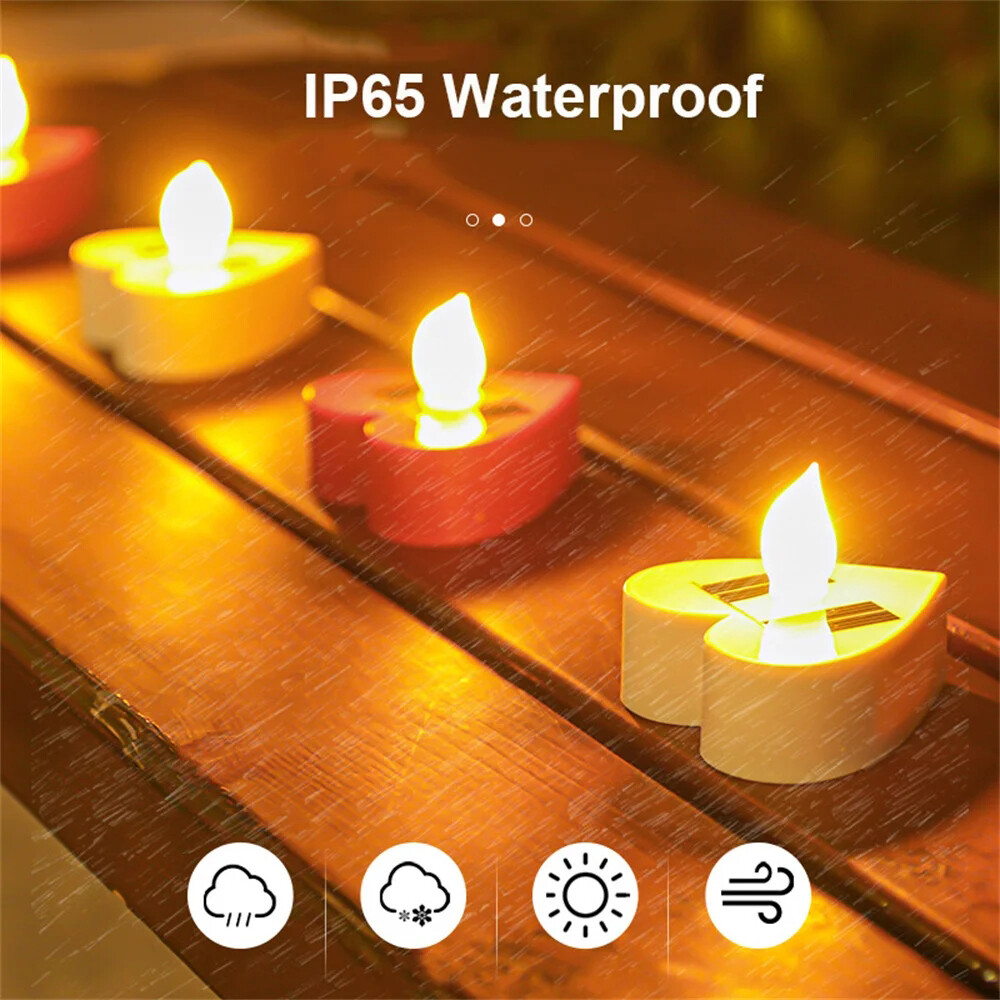 Solar Tea Lights Outdoor Flameless LED Candle Lights for Party Garden Home Decor