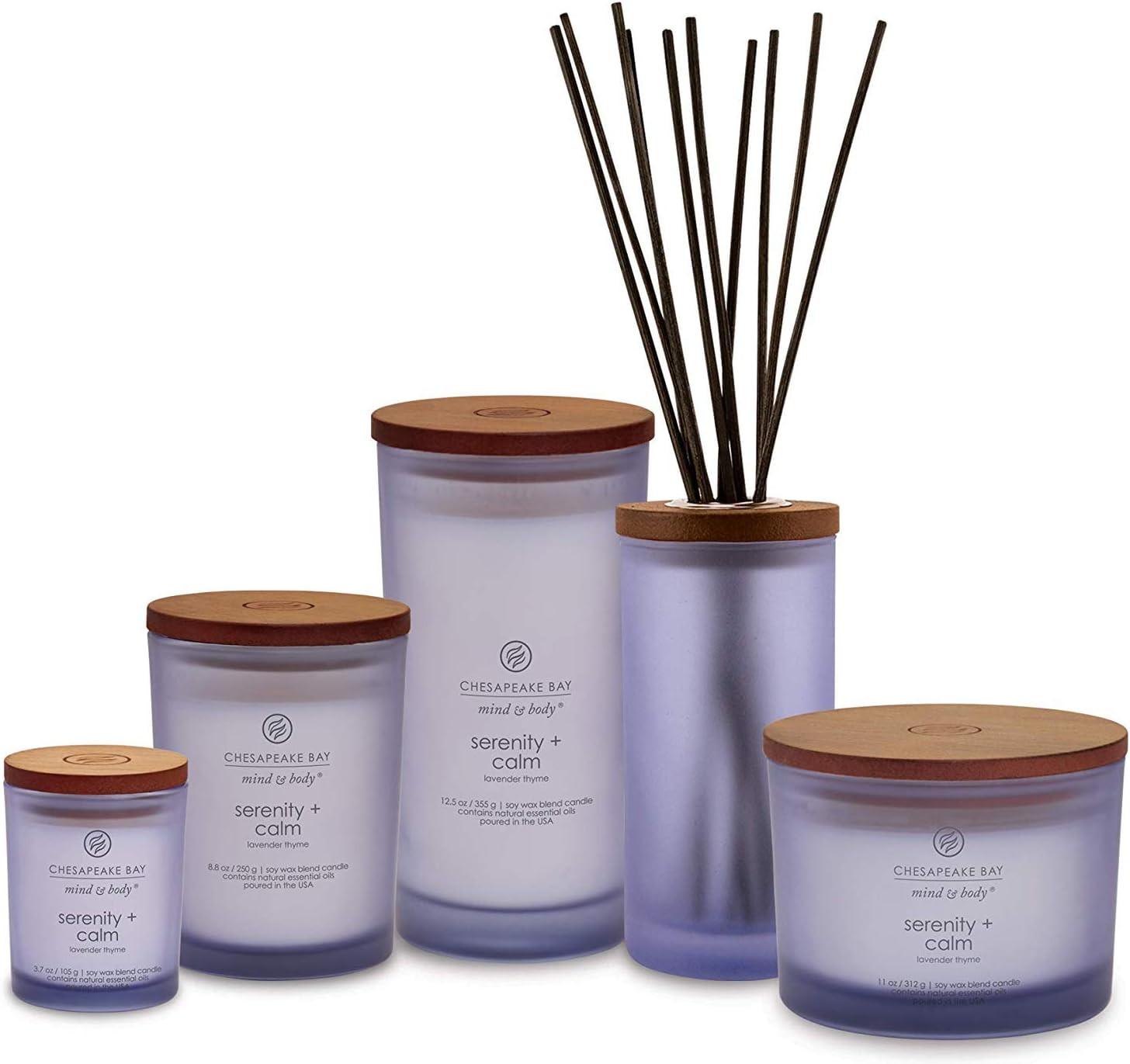 Scented Candles Serenity + Calm (Lavender Thyme) Medium Jar 2-Pack Perfect for H