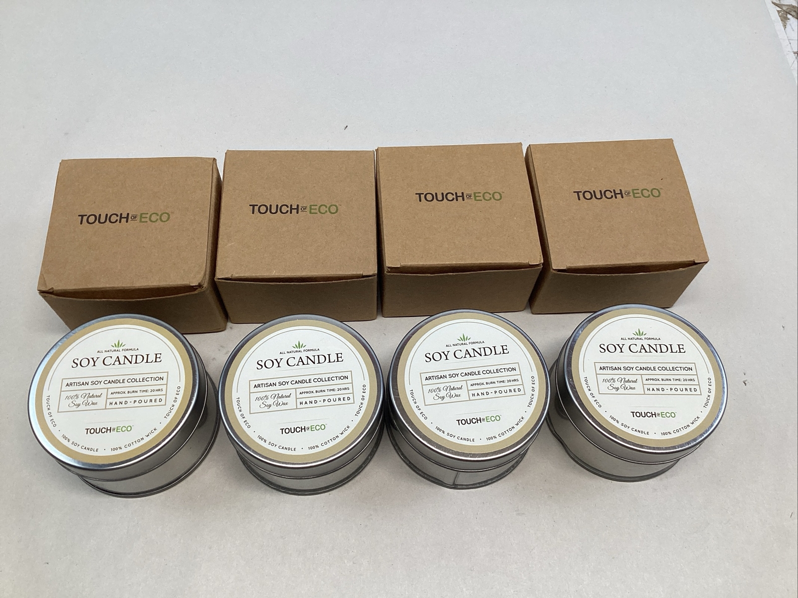 Touch of Eco Artisan Soy Hand Poured Candles Lot of 4