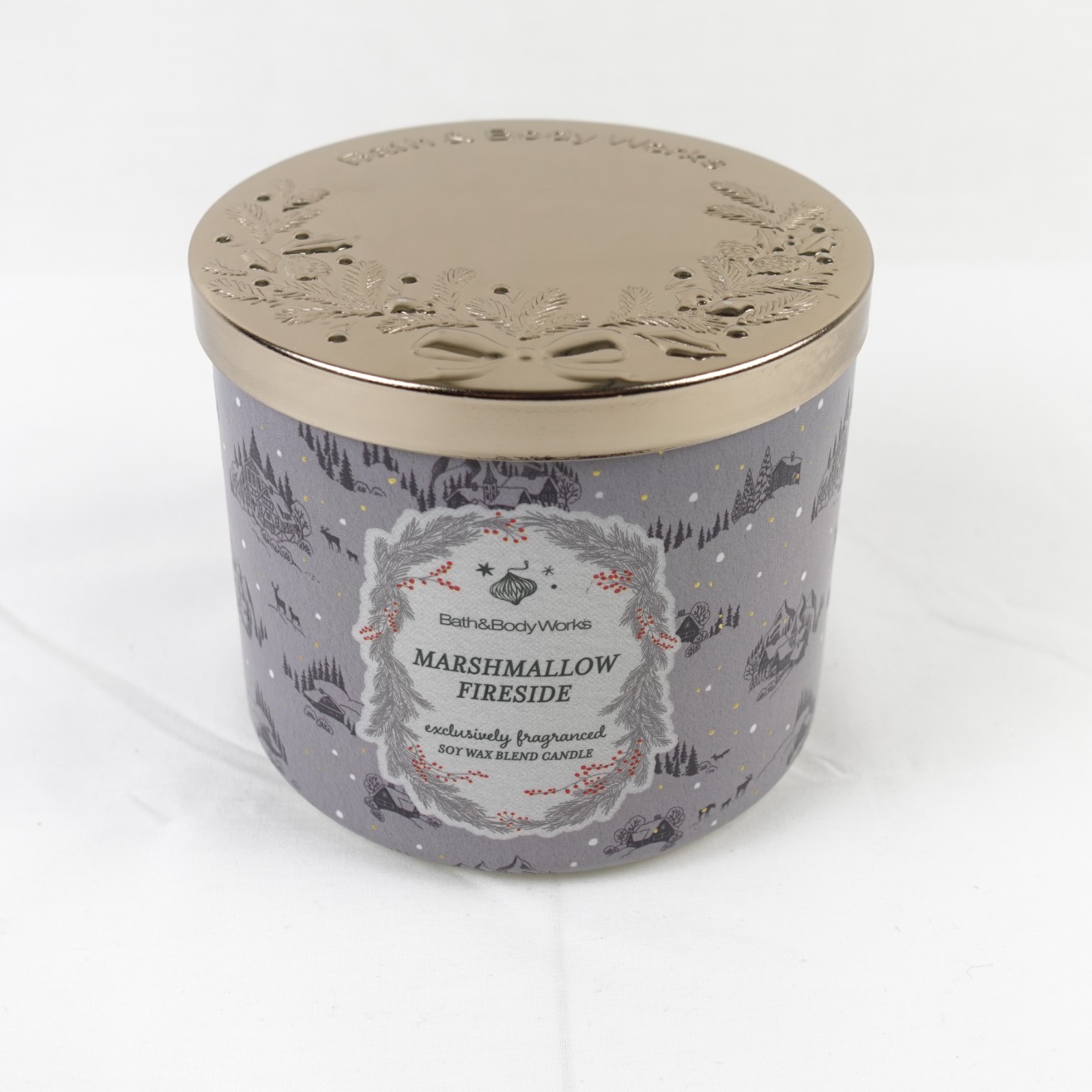 Bath & Body Works Marshmallow Fireside Scented 3 Wick Large Candle 14.5 oz