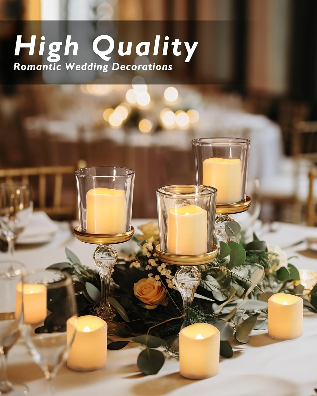 24 Pack Ivory Flameless Flickering LED Votive Tealights Candles | Battery Operat