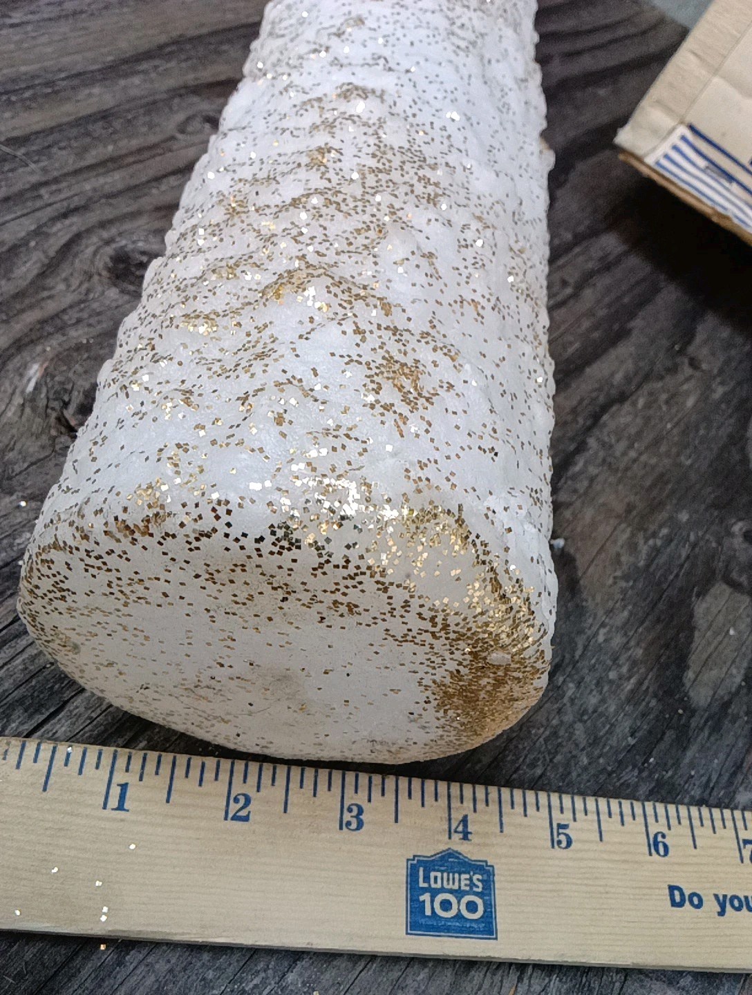 RIDICULOUSLY RARE! 21X 4″ VTG NEW UNUSED GLITTERED TEXTURED FREESTANDING CANDLE!