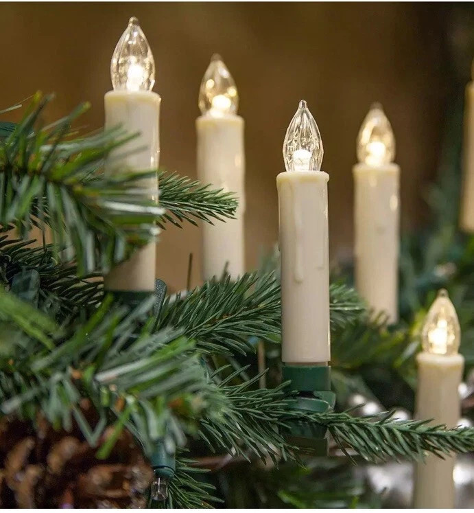 Battery Operated Cordless Flickering LED Candles with Clips & Remote 10 Candles