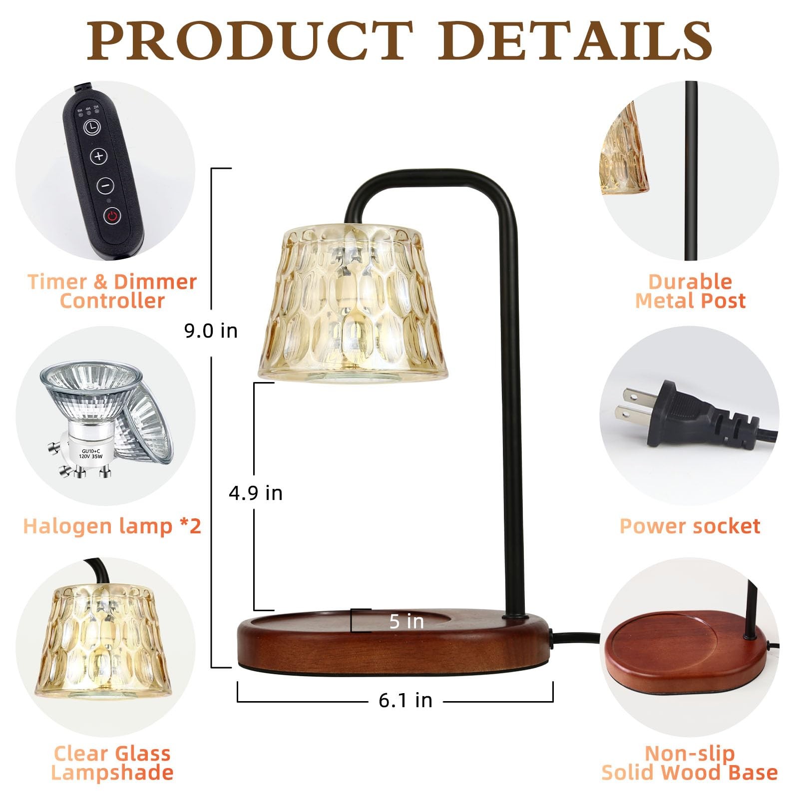 Dimmable Candle Warmer Lamp with Timer Candle Warmer for House Warming Decor …