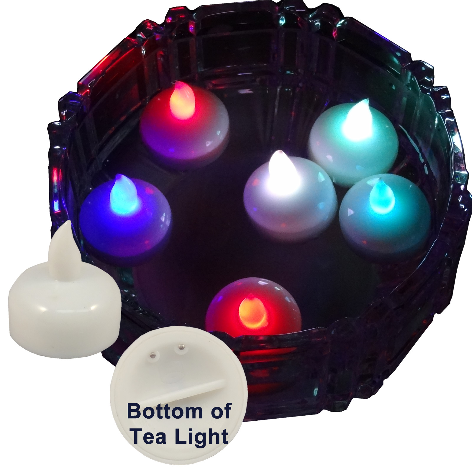 6 Multi-color Led Floating Floral Tea Light Candle for Wedding Centerpiece Decor