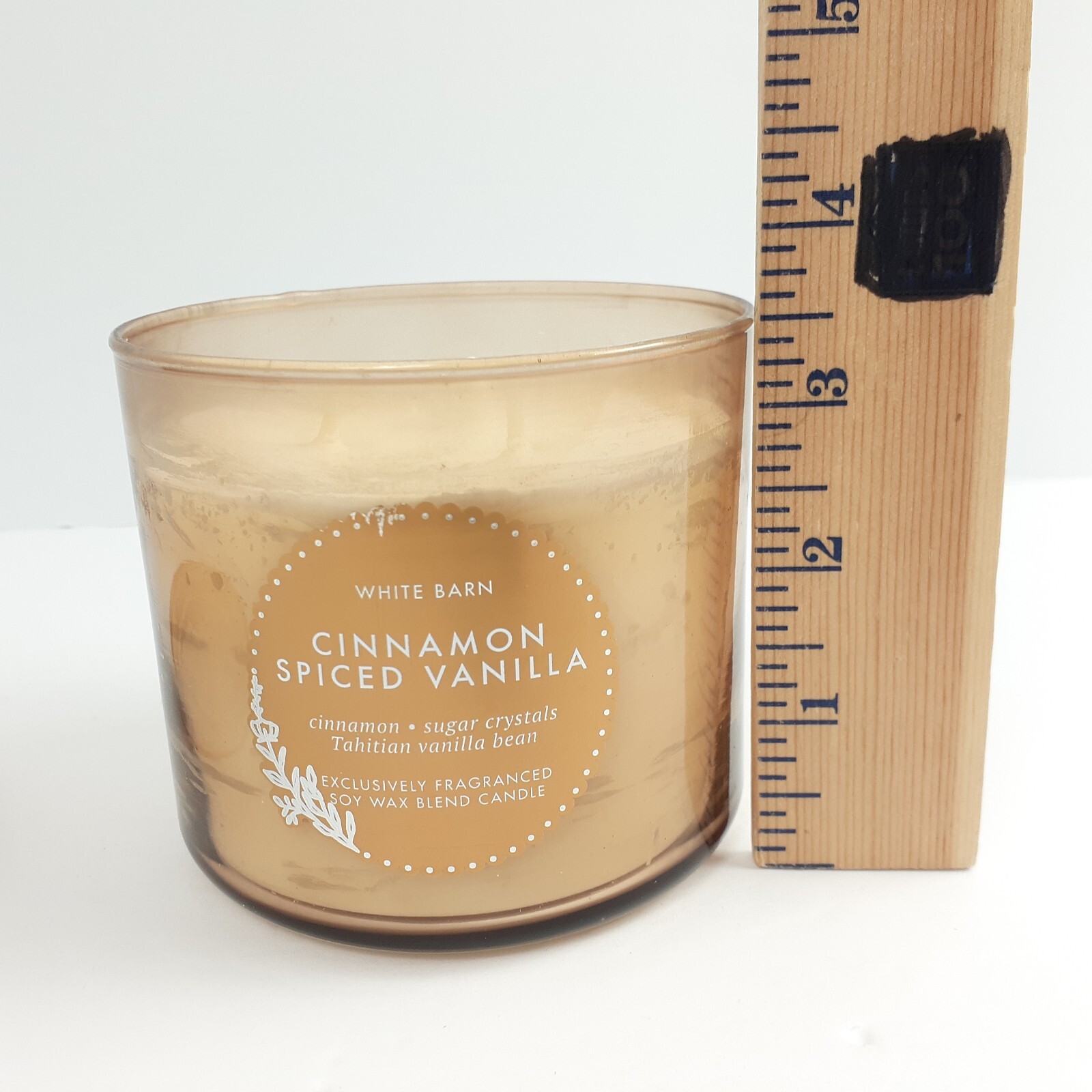 White Barn Cinnamon Spiced Vanilla Scented 3 Wick Candle Burns 25-45 Hrs 14.5oz