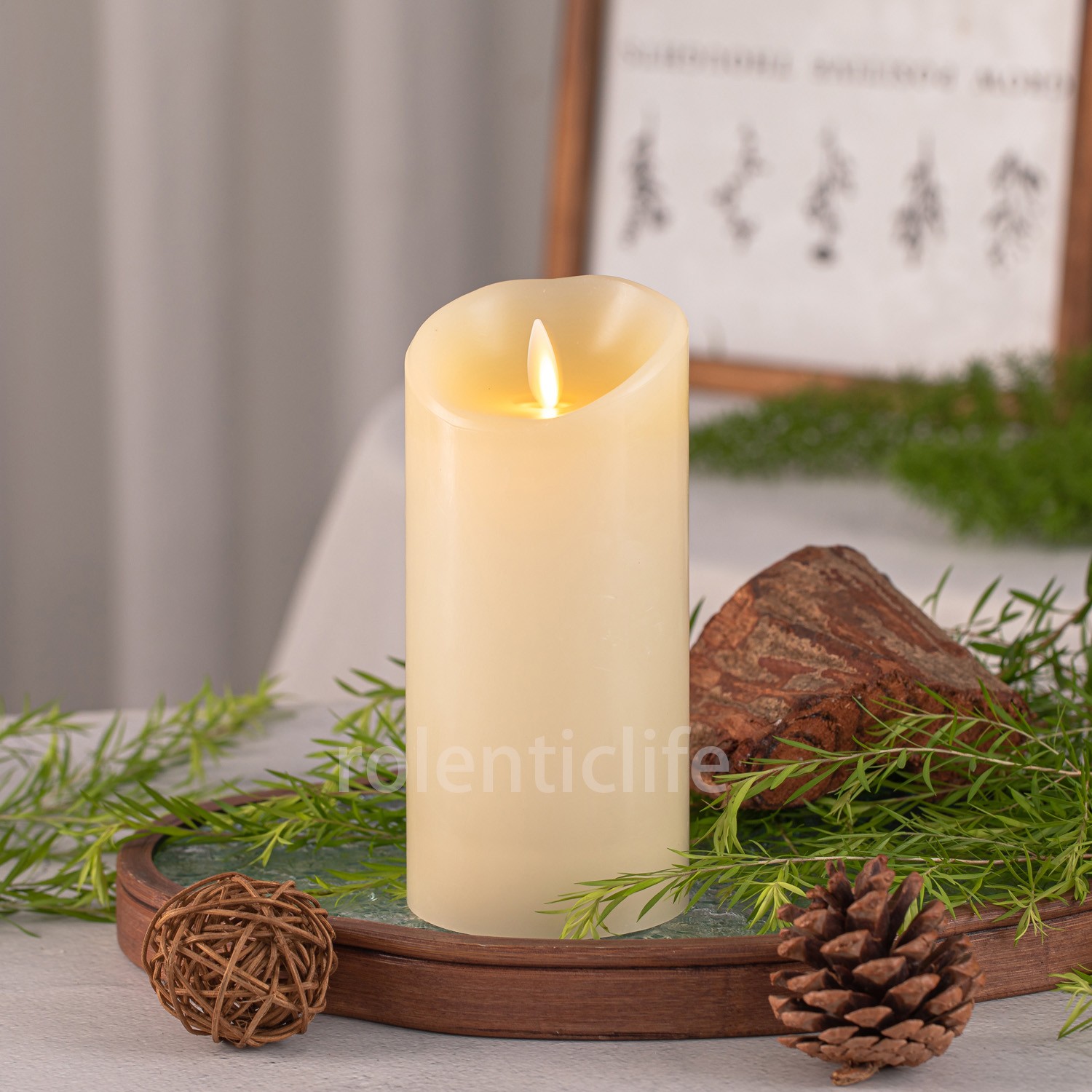 3″X6.5″H Luminara Flameless LED Pillar Wax Battery Candles w/Remote Moving Flame