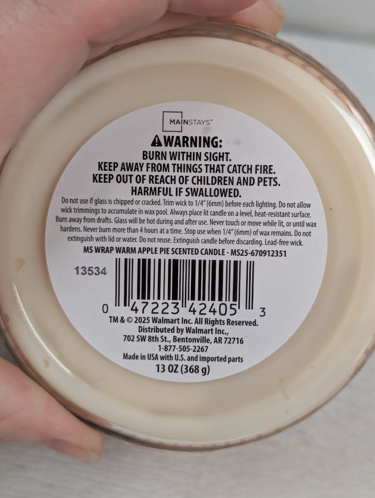 3-Wick – Mainstays – Warm Apple Pie – Cinnamon, Spice – Candle 13 Oz – 2 Pack