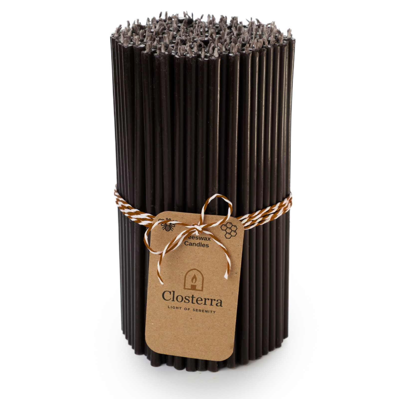 Very Thin Black Beeswax Taper Candles 7.3″ Slim Taper 0.24″ Orthodox Prayers