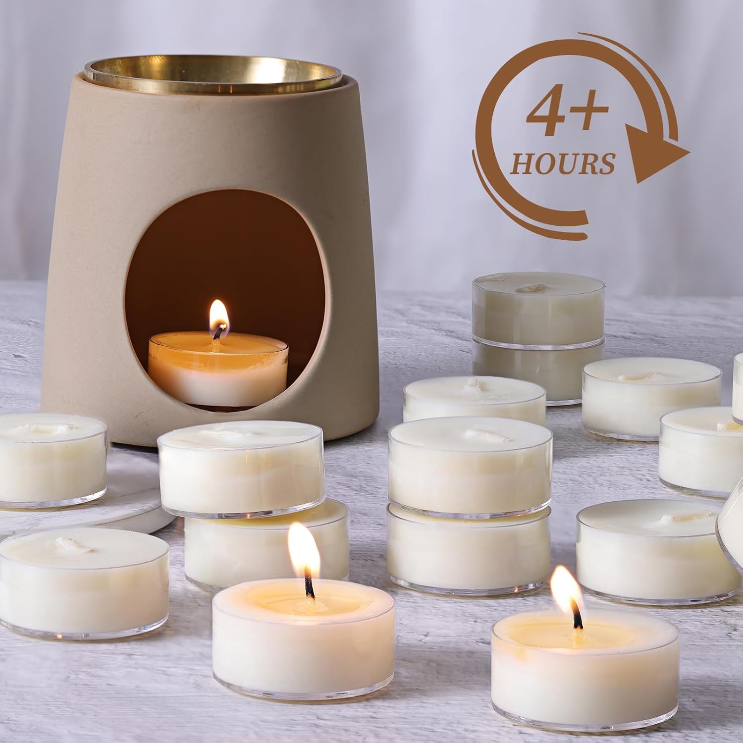 Soy Tea Lights Candles 25 Pack, Tealight Candles Bulk-4 Hours Long Burning,